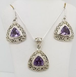 Trillion Cut Amethyst Filigree Set